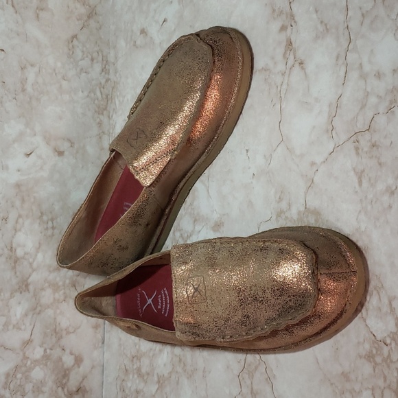 Twisted X metallic copper flats loafers removible insole women's shoes size 10 - Picture 1 of 8